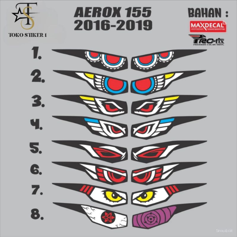 STIKER STICKER VARIASI LAMPU DEPAN AEROX 155