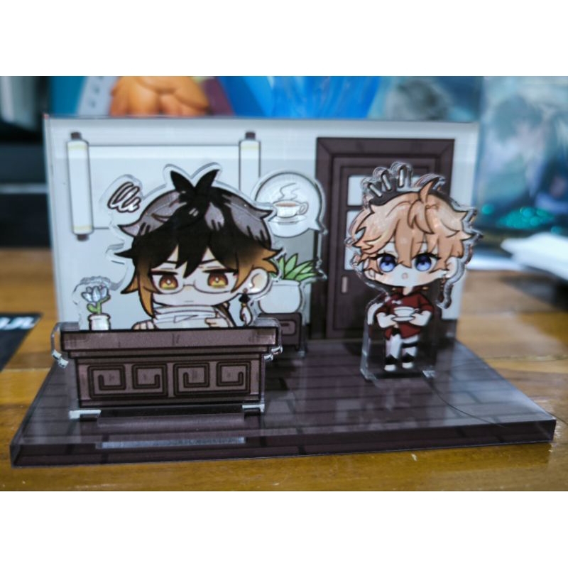 Preloved Fanmerch Genshin Impact Zhongli Childe Akrilik Diorama Standee