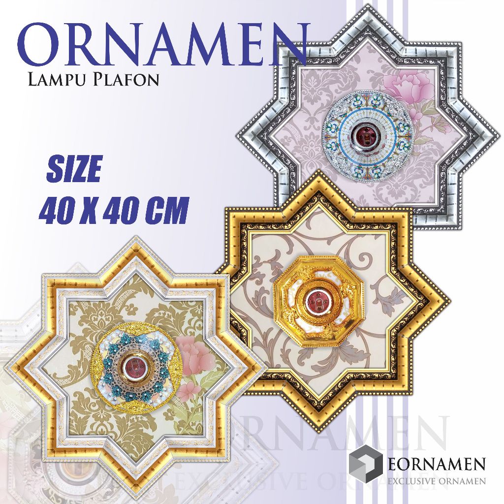 ornamen lampu plafon pvc / fitting lampu hias plafon 40 x 40 cm