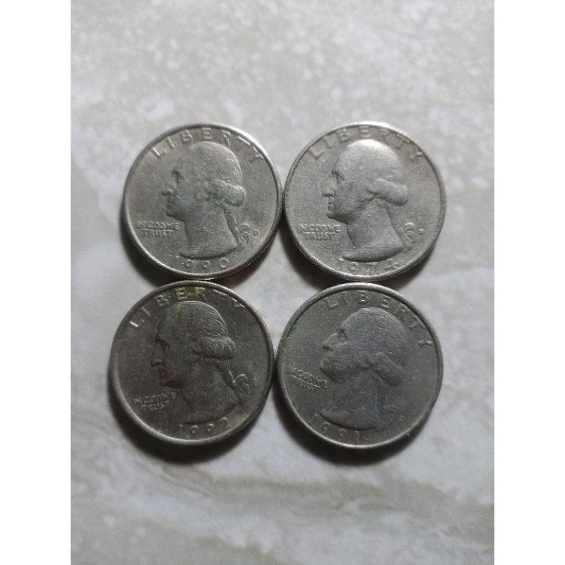 Koin Amerika Quarter Dollar 4 keping =1 Dollar (S223)