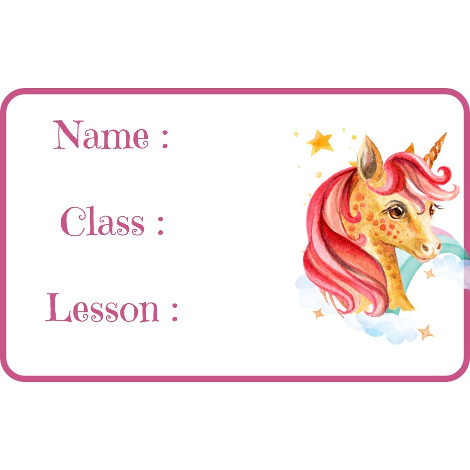 

LABEL BUKU SEKOLAH / LABEL SAMPUL BUKU / STIKER LABEL BUKU / STIKER SAMPUL BUKU PELAJARAN unicorn