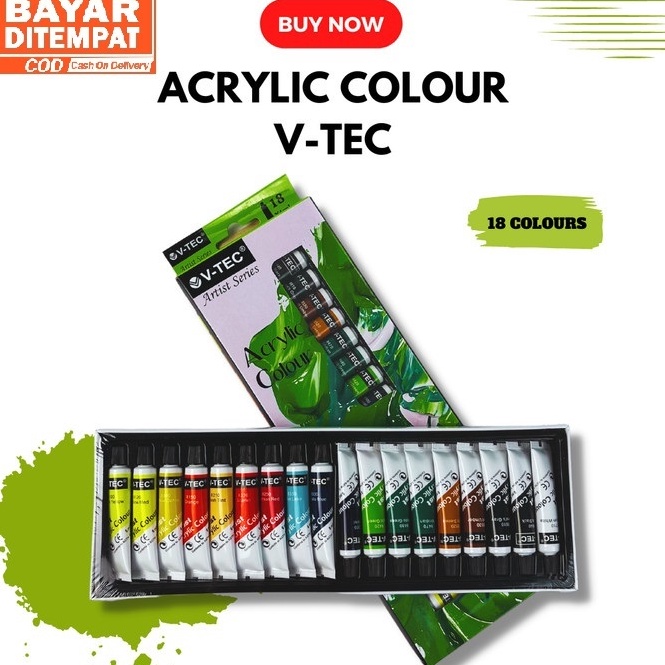 

Cat Akrilik Acrylic Colour VTEC Lukis Set 18 Warna 18x6 Ml ART I8U2