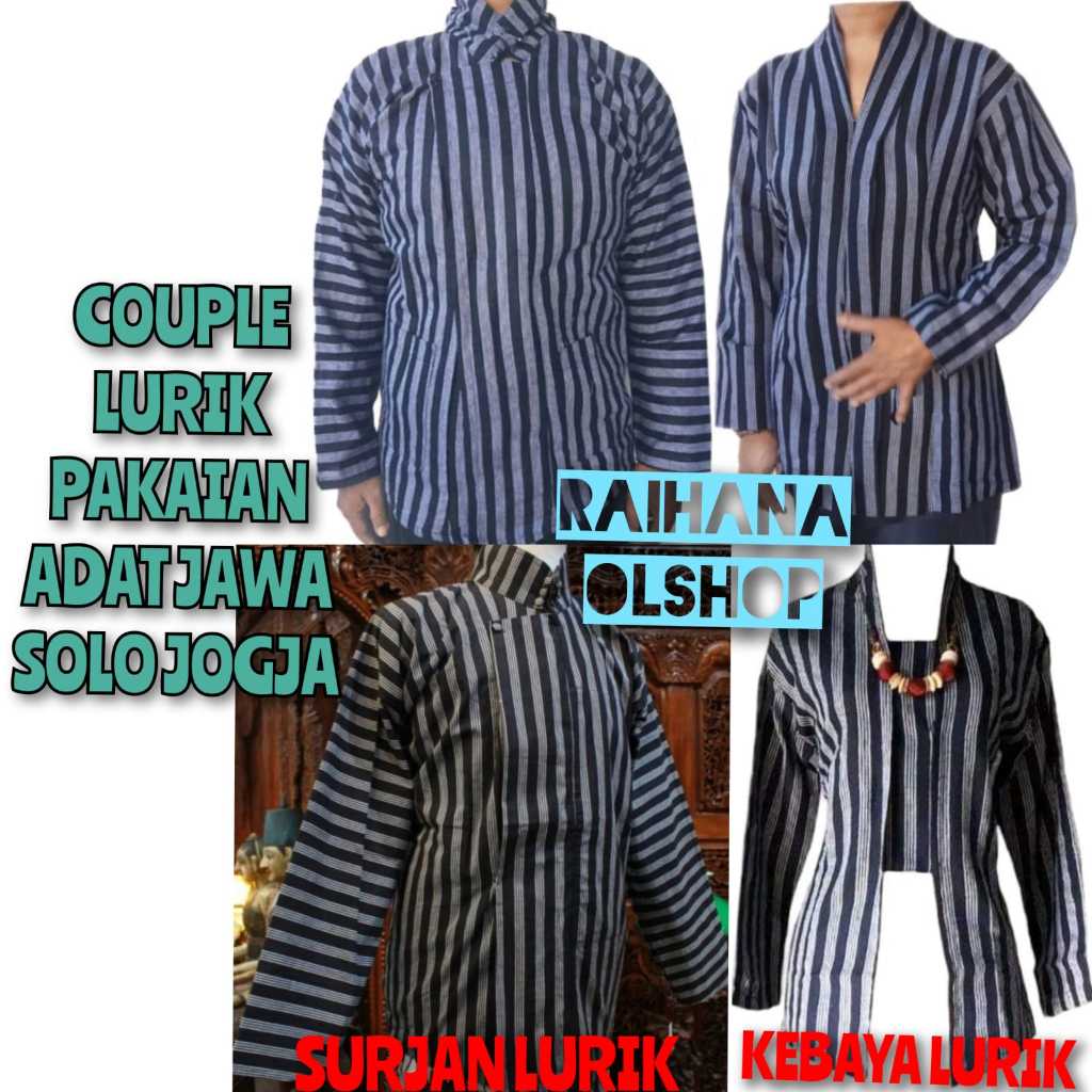 BAJU SERAGAM ADAT JAWA | PAKAIAN COUPLE LURIK ABU HITAM | PAKAIAN NASIONAL TRADISIONAL COUPLE ADAT J