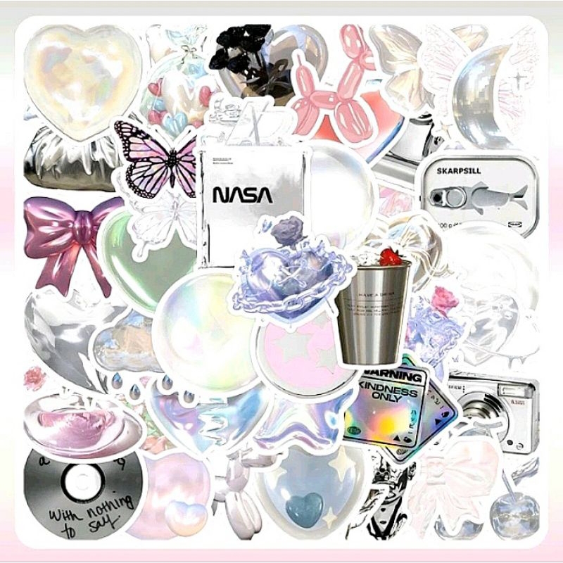 

[LIMITED] 21PCS Sticker PVC Graffity Motif Shiny Silver Laser Aesthetic Lucu Untuk Dekorasi / Cute Stickers Decoration for DIY Journal / Handphone / Laptop / Kulkas / Koper / Gitar