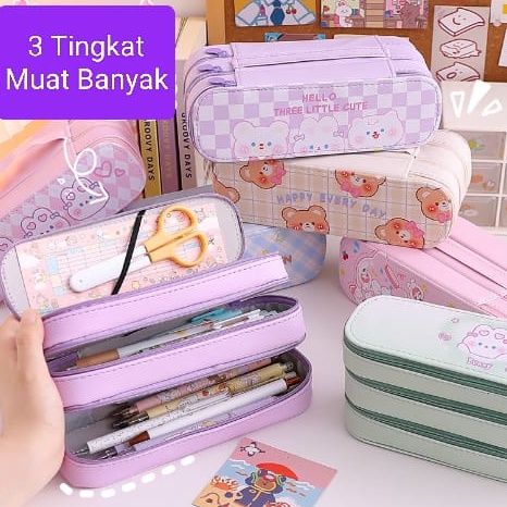 

zwq K6 Kotak Pensil 3 Layer Korean Style Pencil Case Tempat Pensil Import 2 Layer Dan 3 Layer Kotak Pensil 2 Tingkat Dan 3 Tingkat ART Y9O9