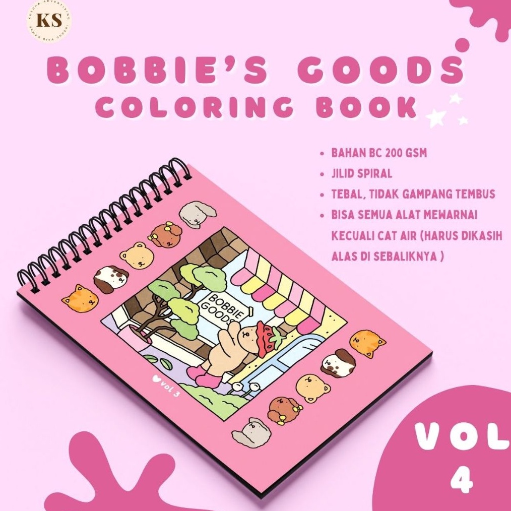 

Bobbies Goods Vol4 Coloring Book Buku Mewarnai Anak Remaja Dewasa Aesthetic Kertas Tebal ART P6V6