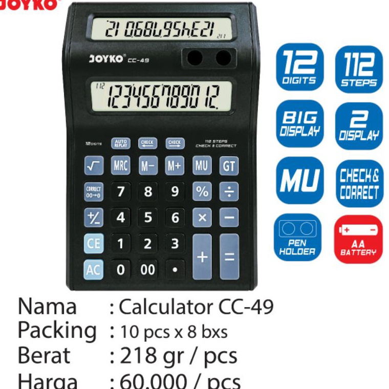 

calculator joyko cc49 12 digits ART D6S7
