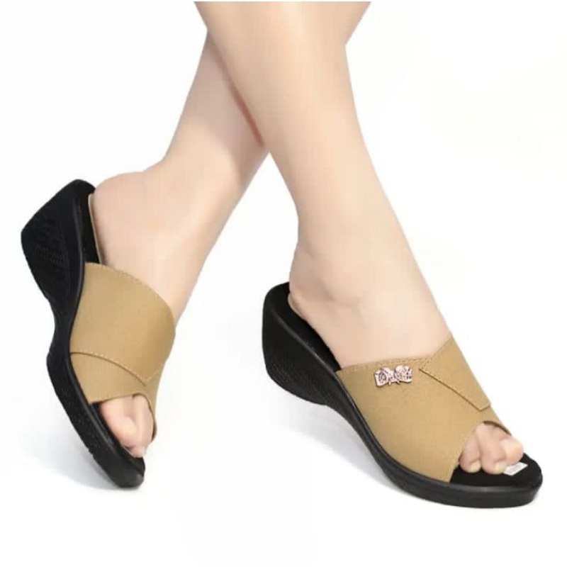 Tahun 2025 Sandal Elastis Murah Slop Cewek Korea Wanita Import Srandal Perempuan Sandal Wanita Impor