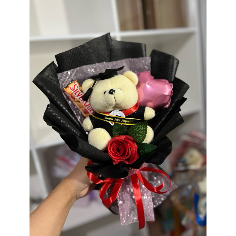 Buket Boneka Isi Coklat dan Balon love