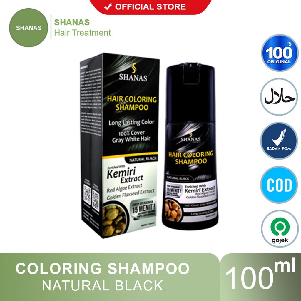 SHANAS Hair Coloring Shampoo PENGHILANG UBAN Natural Black hilangkan uban dengan 15 menit
