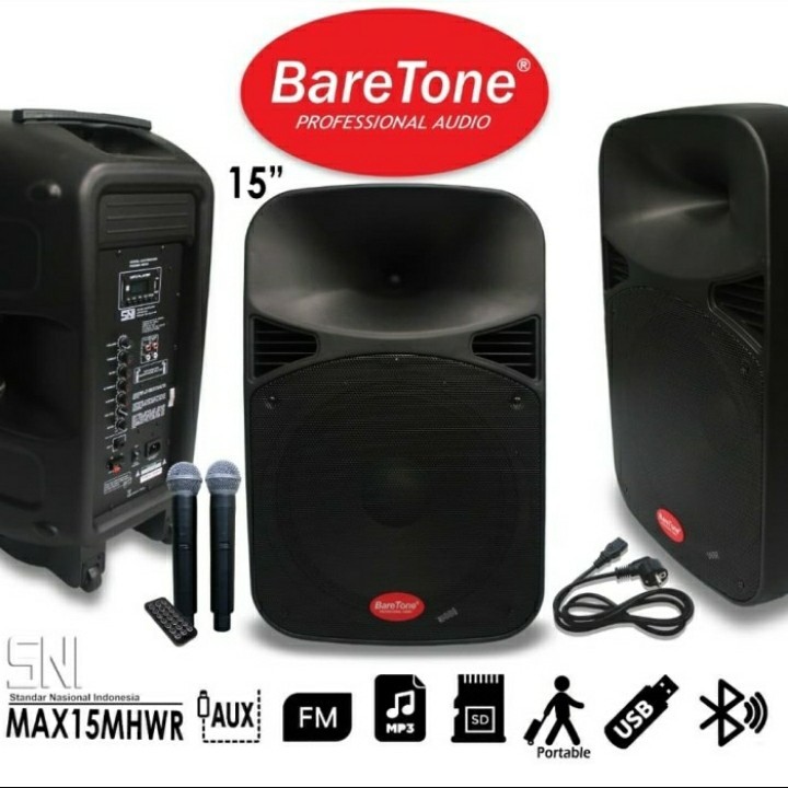 SPEAKER PORTABEL BARETONE MAX 15 MHWR || BARETONE 15 INCH ORIGINAL
