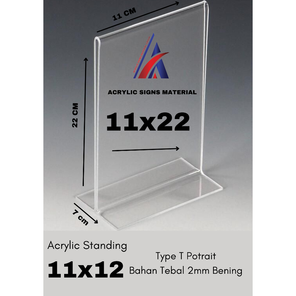 

ACRYLIC TENT HOLDER / AKRILIK BROSUR 11x22 T PORTRAIT 2MM