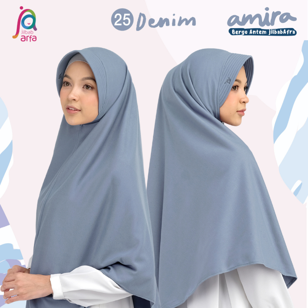 Jilbab Afra Arfa Amira Bergo Instan Pet Antem Bahan Kaos Ukuran M L