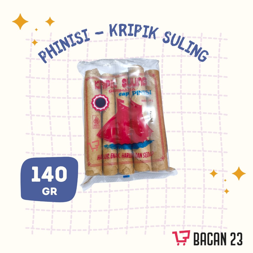 

Kripik Suling Gerhana Cap Pinisi (140 Gr) / Oleh-Oleh Khas Makassar / Cemilan Enak