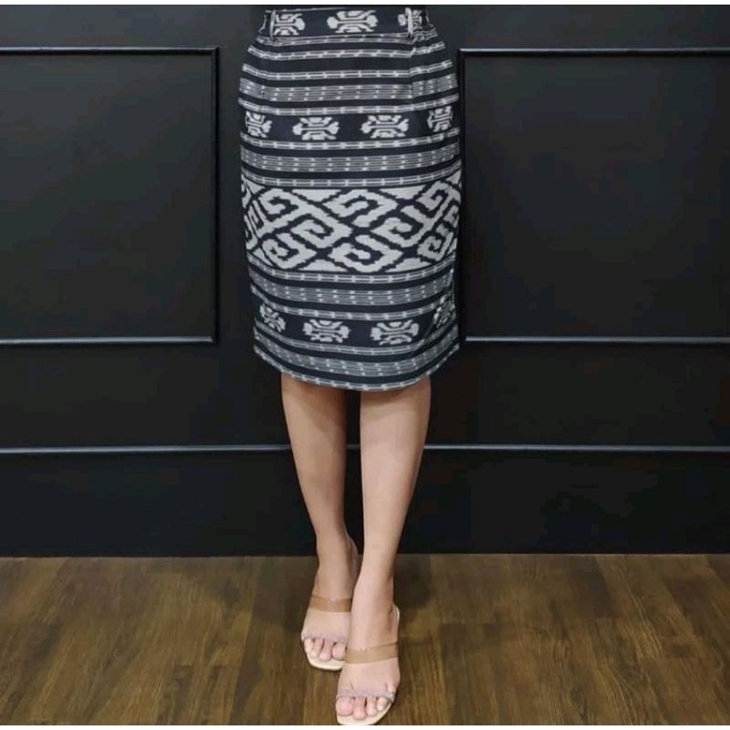 PALING MURAH ROK SPAN HITAM TENUN PANJANG 60  PINGGANG PAKAI KARET