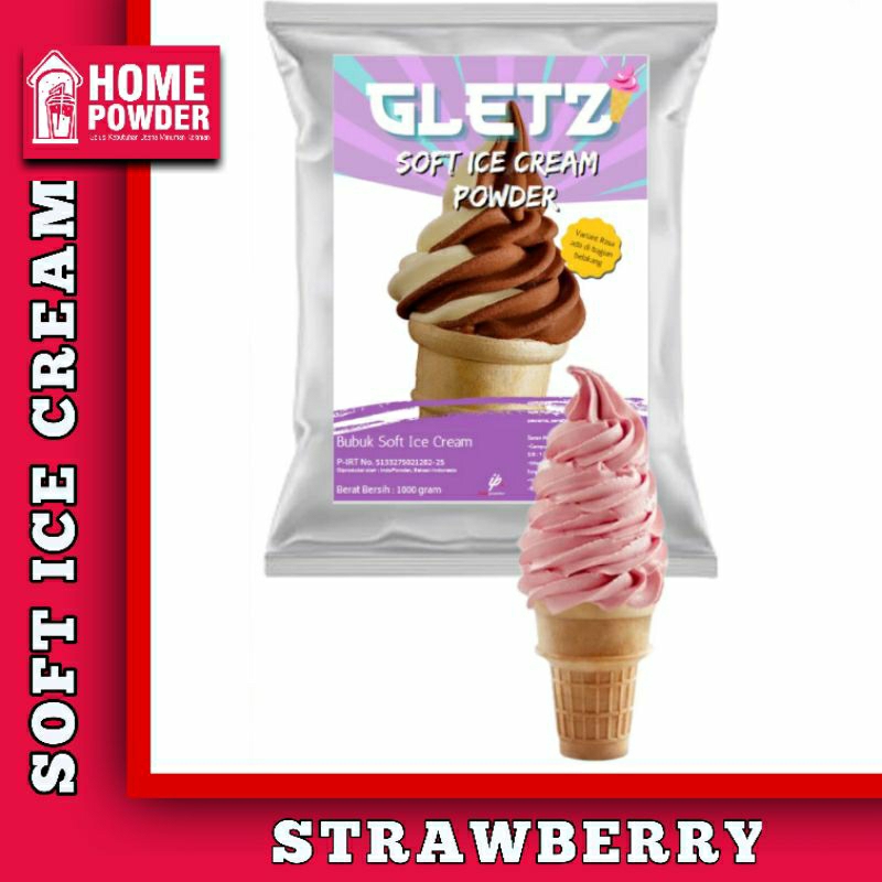 

Bubuk Soft Ice Cream Rasa Strawberry Stroberi 1 Kg Es Krim Cone dan Cup