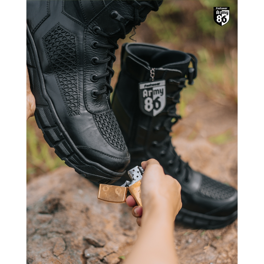Sepatu Pdl Jaring Kulit Asli Raiders Army86®️