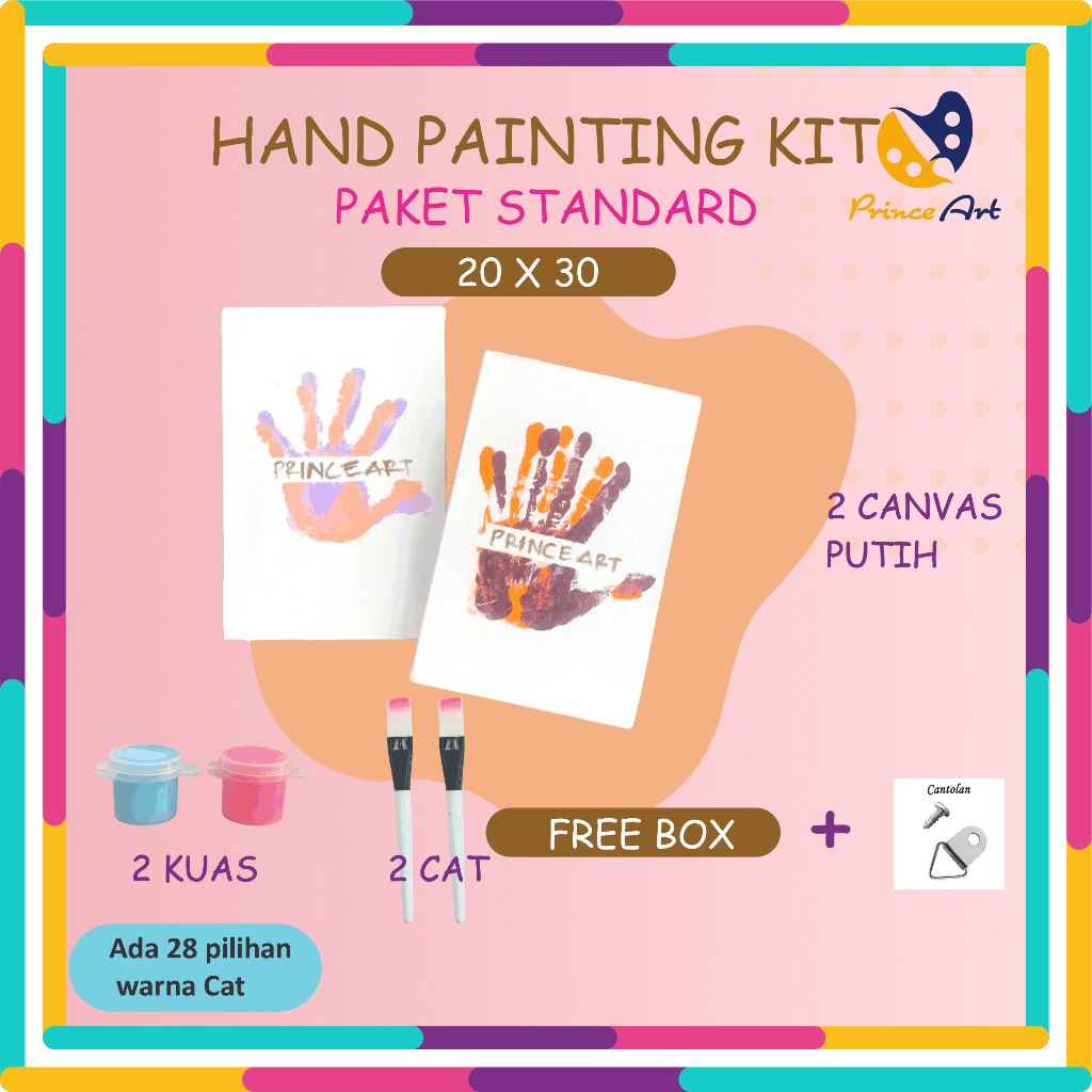 

[PRINCE ART] Hand Painting Kit / Kanvas 20x30 Print Cap tangan Pasangan STANDARD