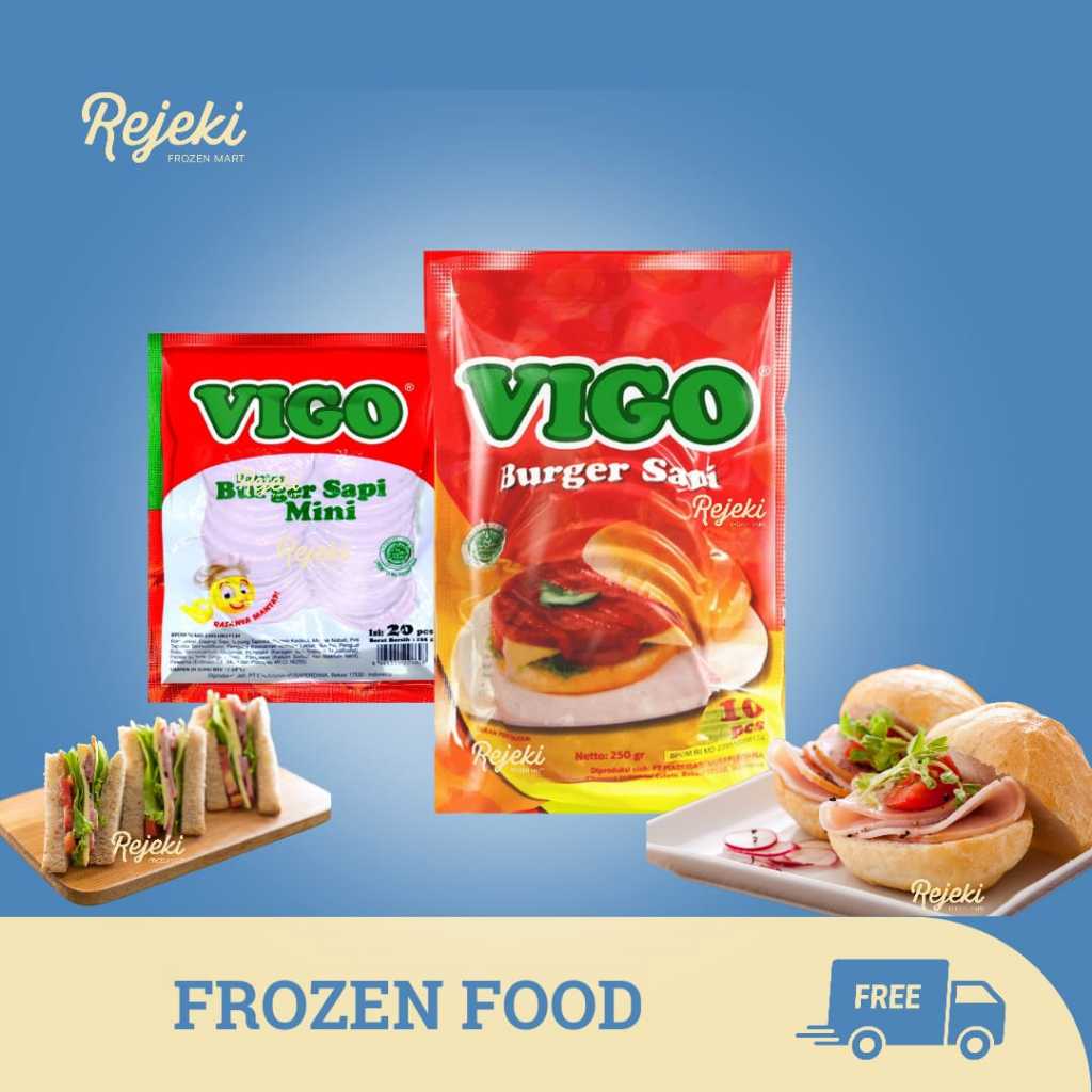 

Vigo Kornet Patty Burger Sapi Ayam - Rejeki Frozen Mart