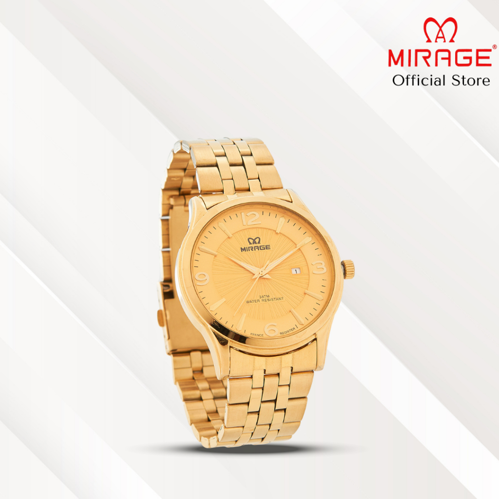 Mirage Jam Tangan Pria Analog 8808 M Gold Original Stainless