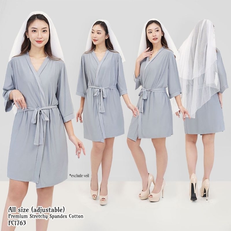 Baju tidur wanita  dewasa kimono set tanktop dress panjang satin glossy pakaian tidur busana wanita 