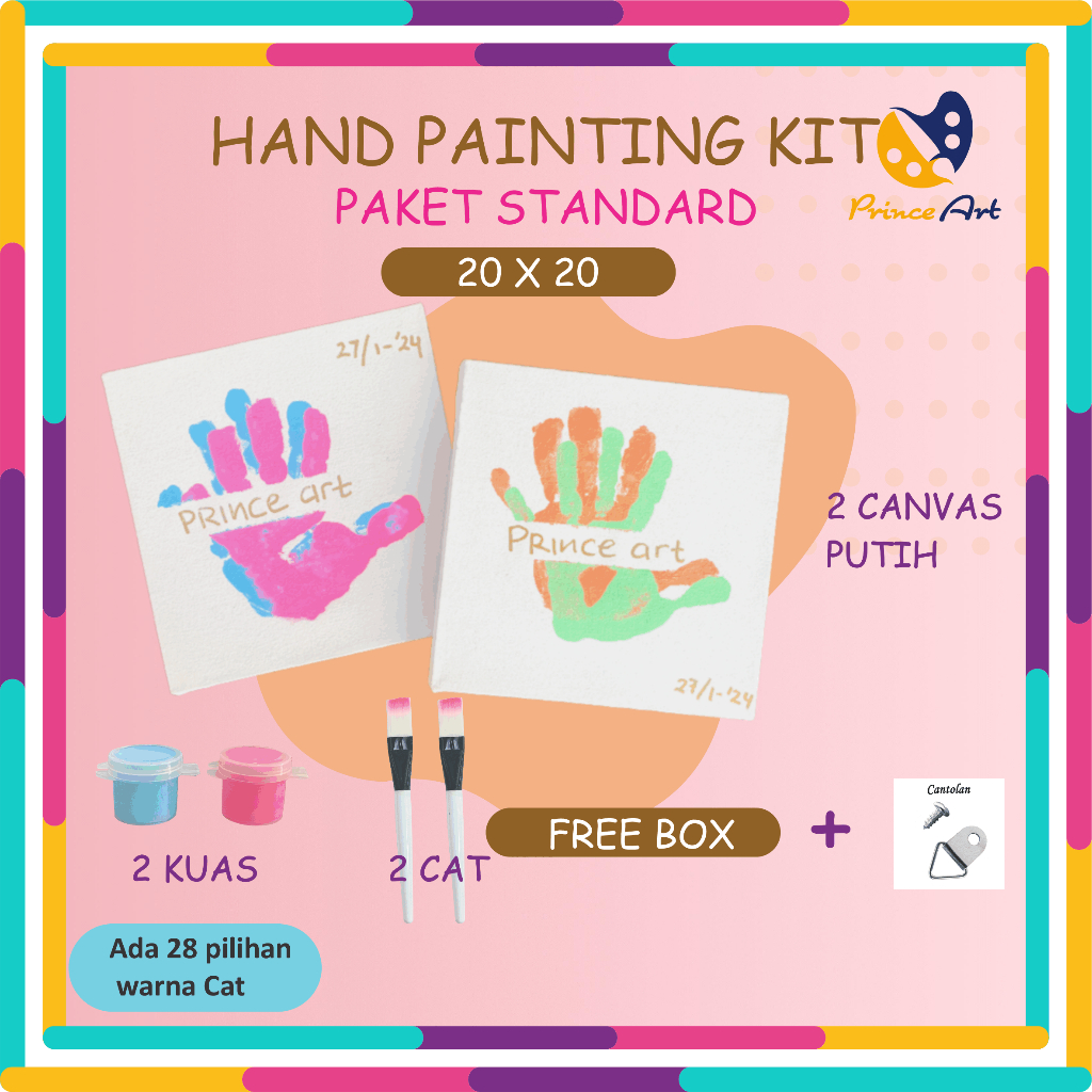 

[PRINCE ART] Hand Painting Kit / Kanvas 20x20 Print Cap tangan Pasangan STANDARD