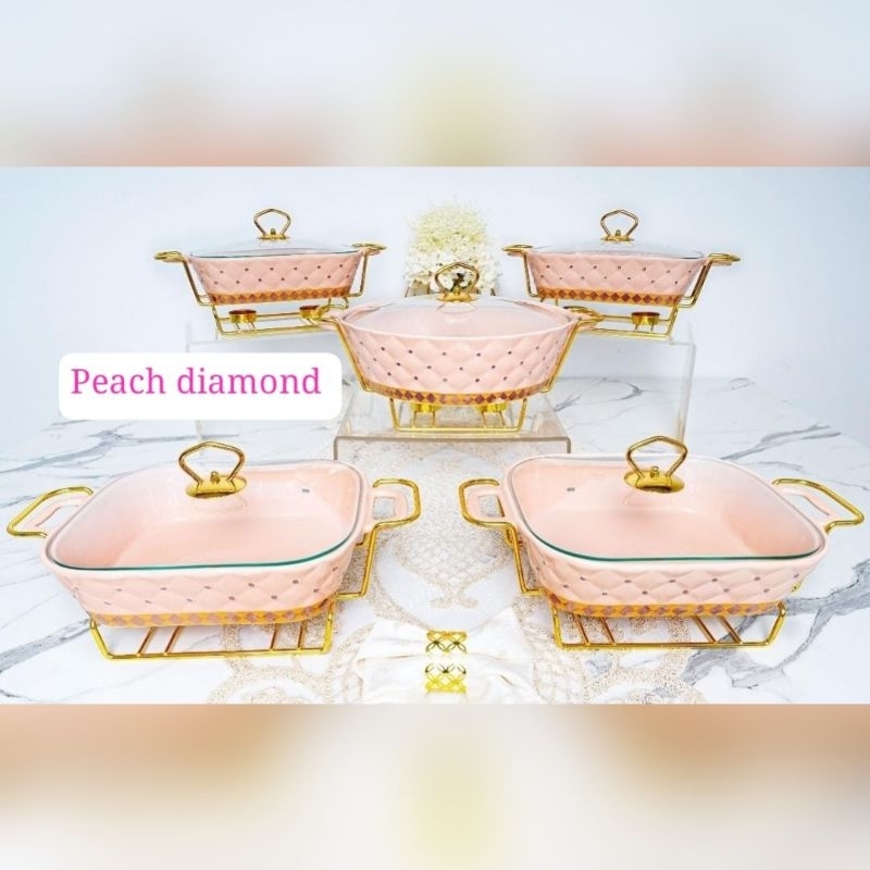 Prasmanan Keramik Peach Diamond isi 5 free packing kayu