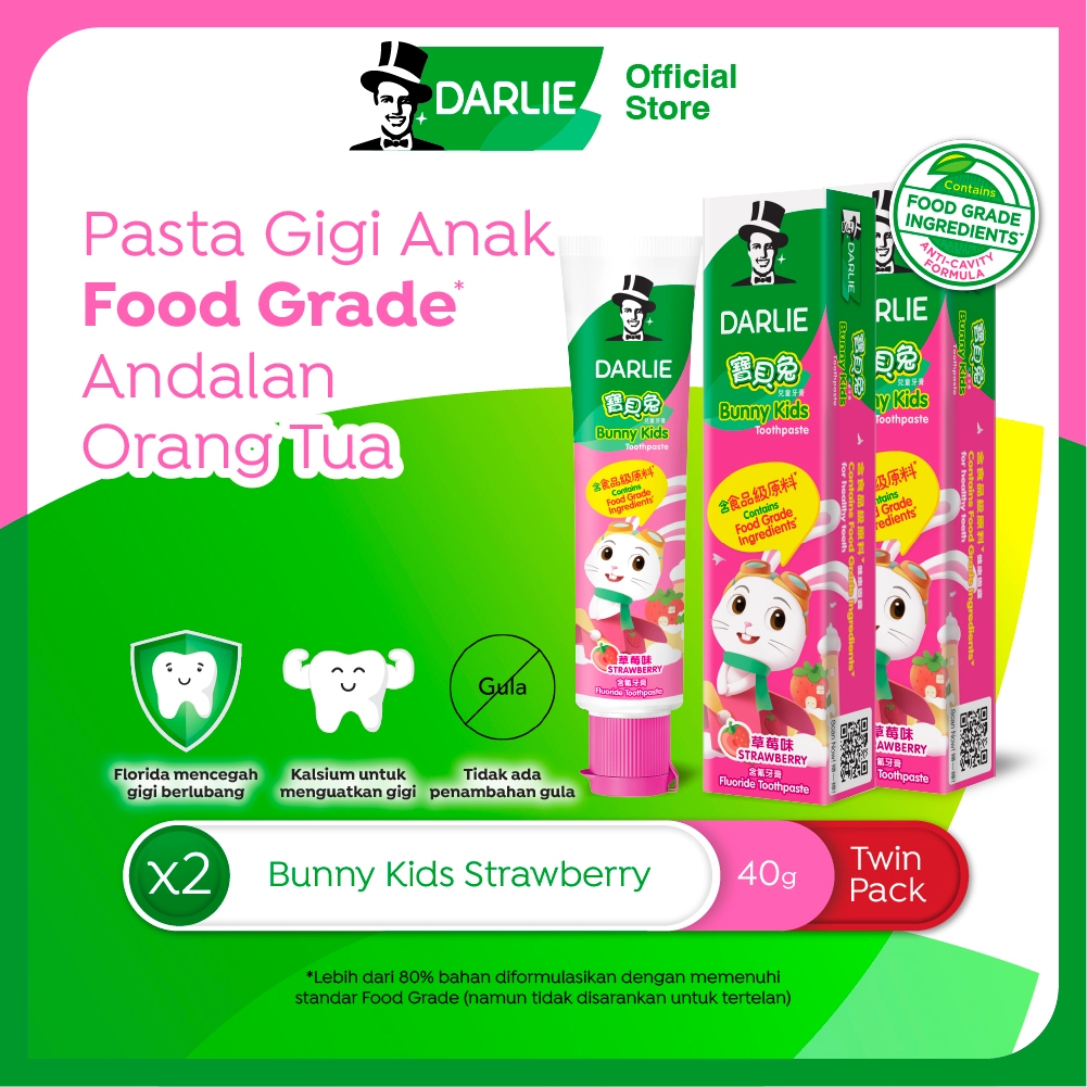 DARLIE Bunny Kids Strawberry Pasta Gigi 40 gr - Twin Pack Isi 2 Pcs - (Variasi)