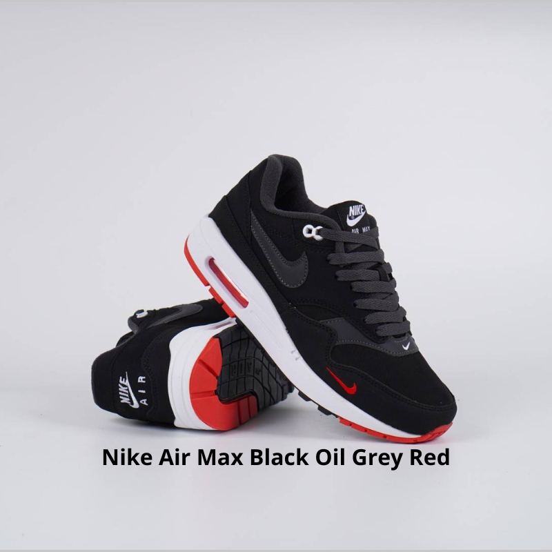 SEPATU PRIA NIKE | SEPATU NIKE AIR MAX BLACK OIL GREY RED 100% SNEAKERS BNIB