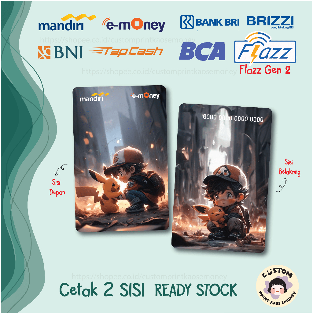 KARTU E MONEY E TOLL ANIME DETECTIVE PIKACHU KARTUN MANDIRI EMONEY BNI TAPCASH BRI BRIZZI FLAZZ BCA 