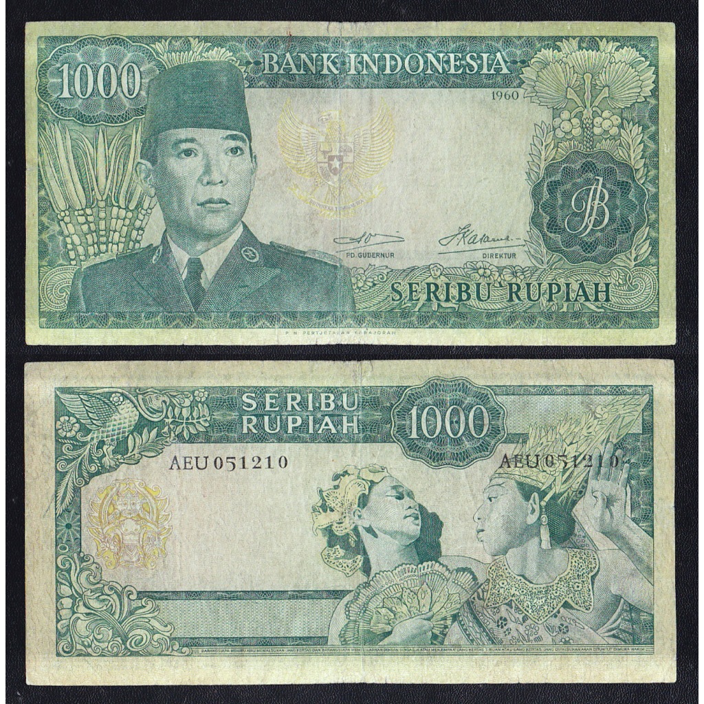 Uang kuno 1000 rupiah seri Sukarno tahun 1960 noser AEU051210