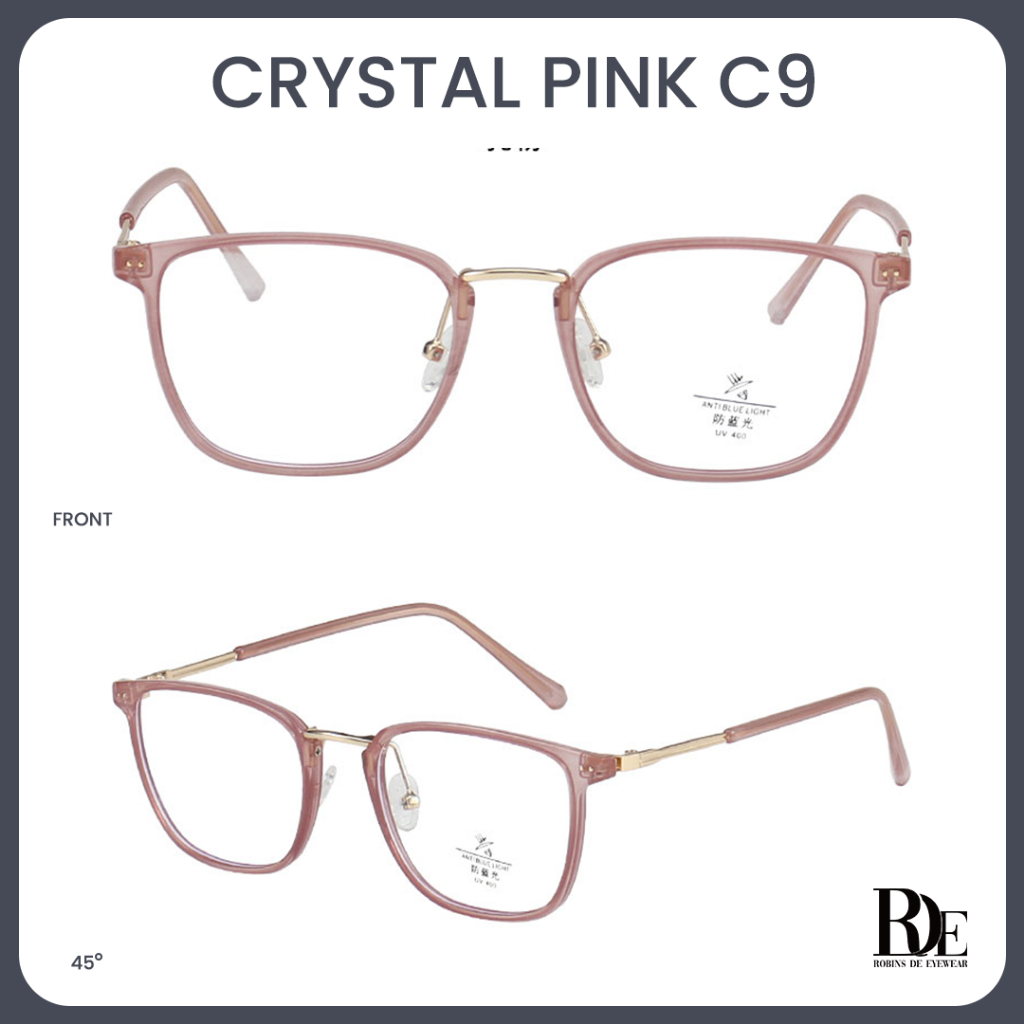 Robins kacamata Anti Radiasi Komputer Frame Kacamata Kotak Bisa Minus Photocromic Bluecromic Fashion Terbaru Wanita S11968-C9