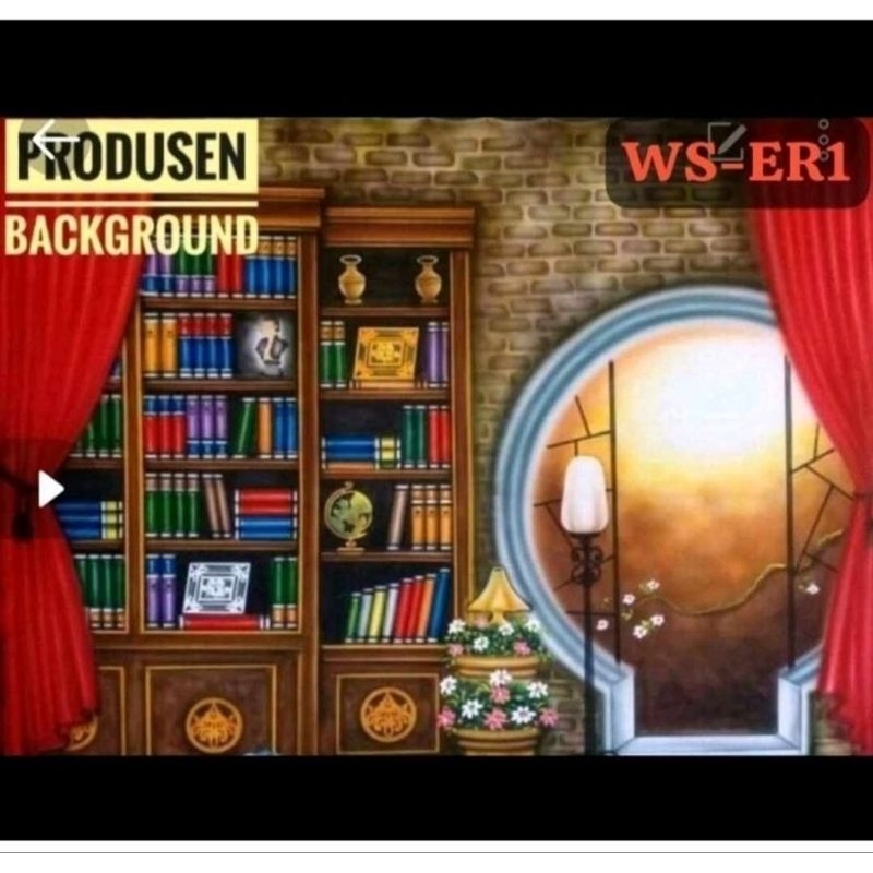 READY LEBIH TEBAL Kain Kanvas Background Motif Wisuda Rak Buku utk Studio Photo Indoor