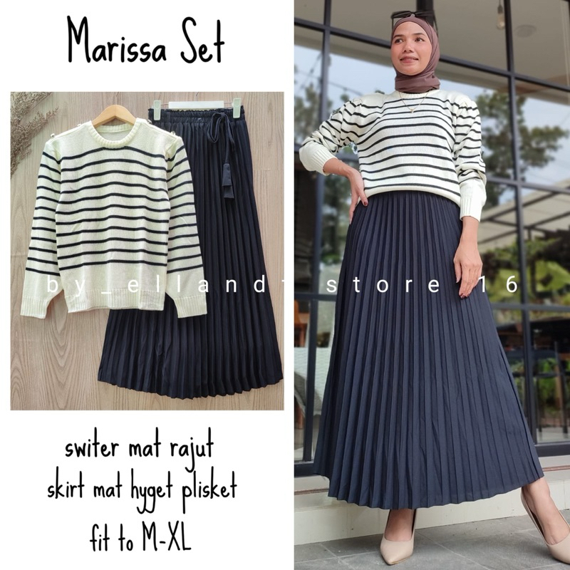 Setelan wanita switer rajut dan rok plisket/marissa set