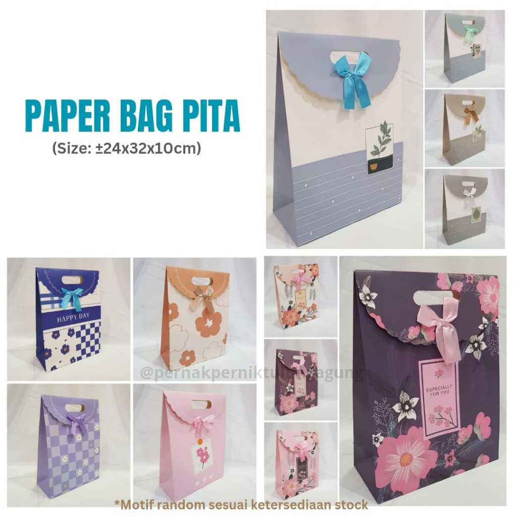 

Paper Bag Amplop Pita Mix - Size L, XL, XXL, XXXL - Motif warna kirim random - Paper bag Tanggung, Besar, Jumbo