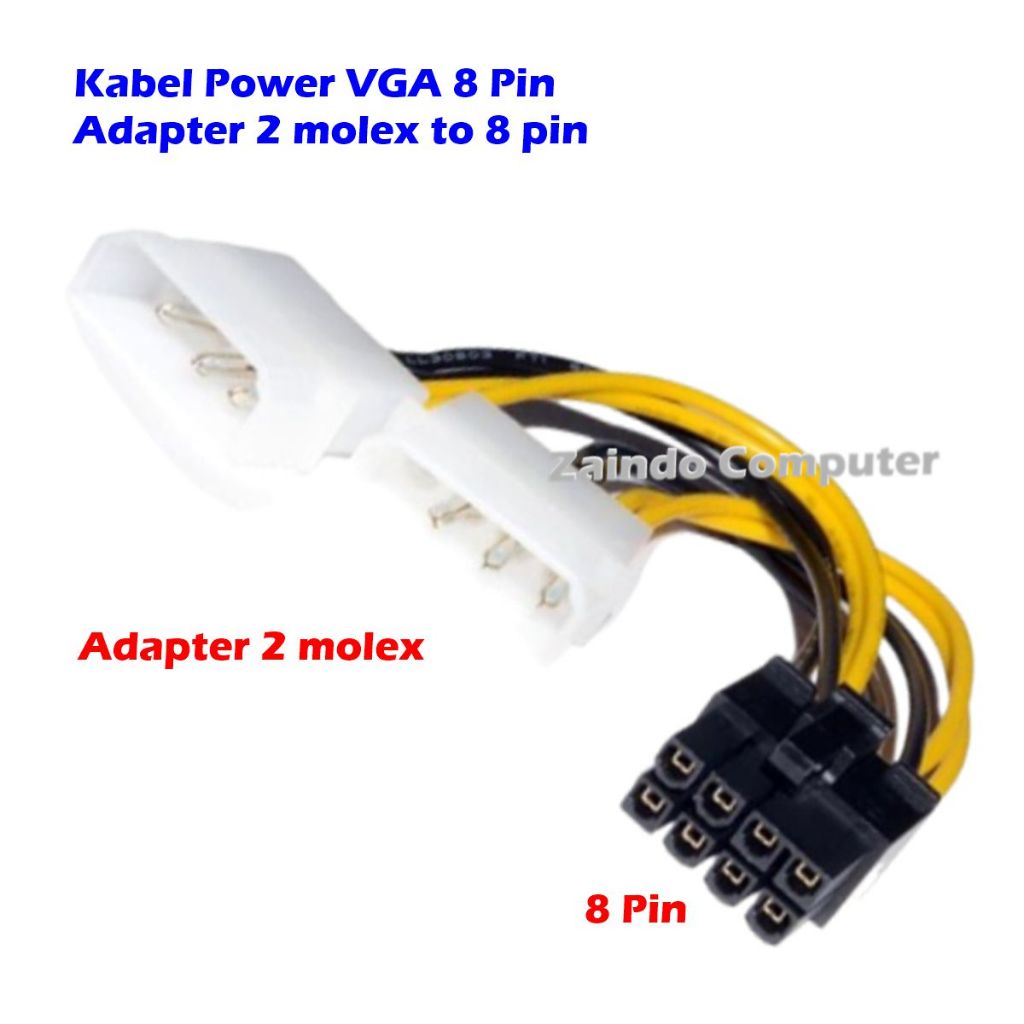 KABEL POWER VGA 8 PIN DUAL MOLEX 4 PIN SAMBUNGAN KABEL POWER VGA 8 PIN  KABEL POWER VGA 8 PIN ADAPTE