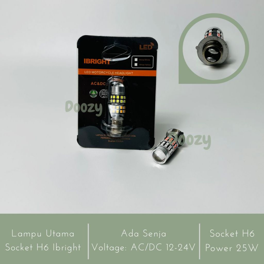 IBRIGHT Lampu Utama H6 LED Putih Kuning Body Senja Cahaya Laser Dekat Jauh Bisa AC DC Untuk Motor