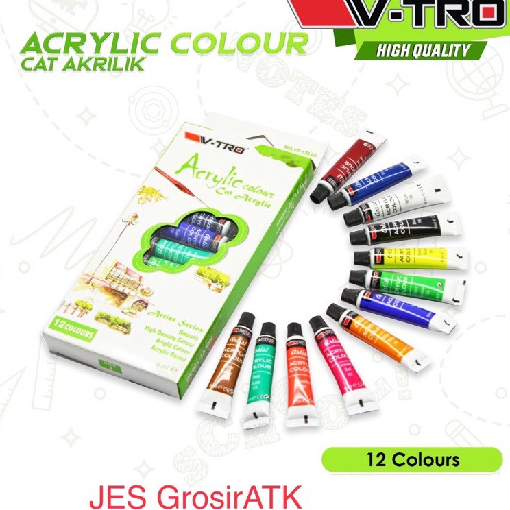 

Kejar Harga Cat Akrilik VTro 12 Warna Acrylic Colour set