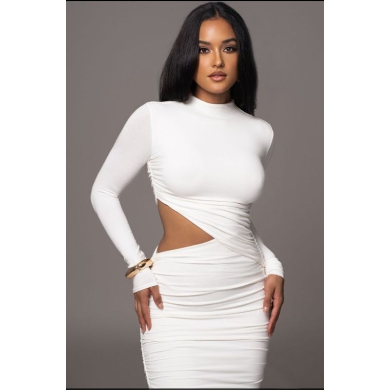 Midi dress alena wringcle dress kerut spandek jersy korea melar sexy