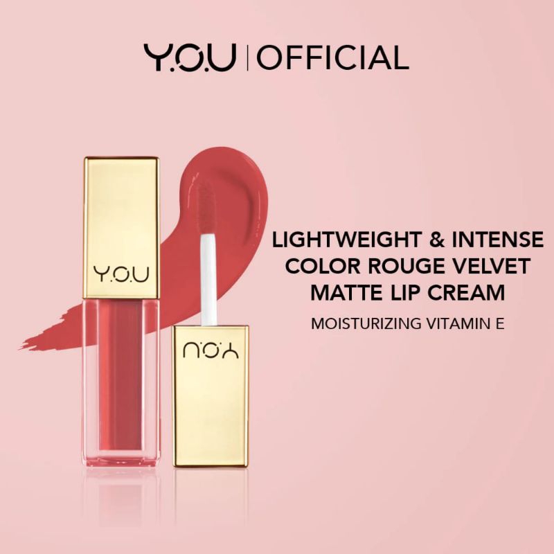You the gold one Rouge Velvet lip cream mekeup lipstik Matte tahan lama