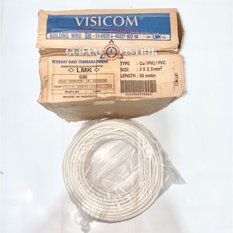 Kabel Listrik Standar PLN NYM 2x2.5 VISICOM 50 Meter Full