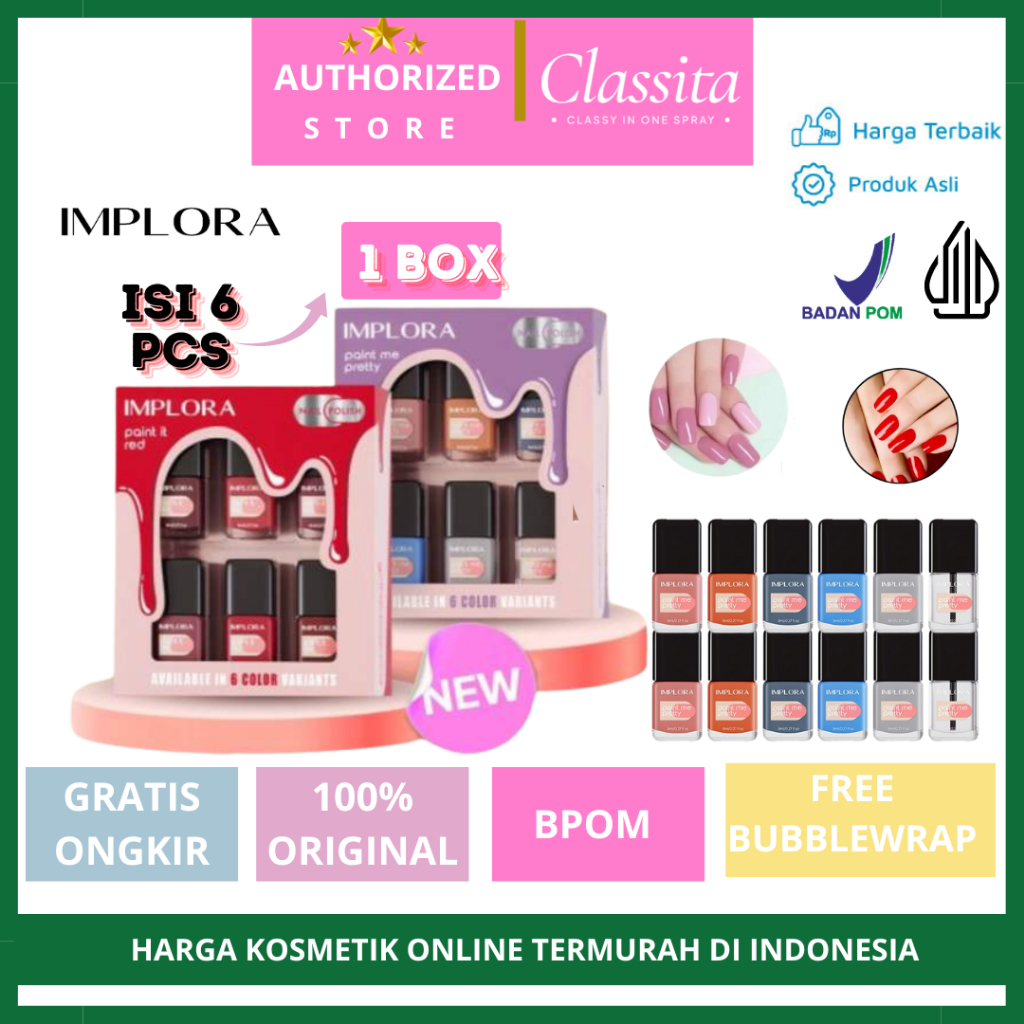 𝐂𝐋𝐀𝐒𝐒𝐈𝐓𝐀.𝐈𝐃 - [ LUSINAN ] Kutek Implora | Nail Polish Set | Nail Art Set | KUTEK IMPLORA PAINT IT NE