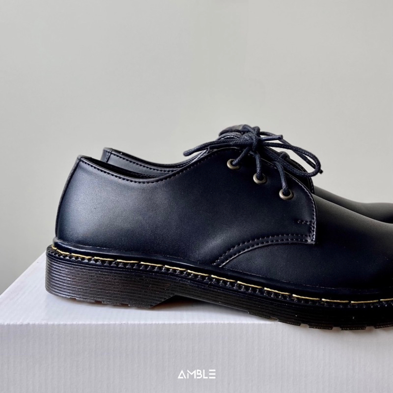 Sepatu Boots Pria AMBLE Jamie Vegan Black Derby Hitam