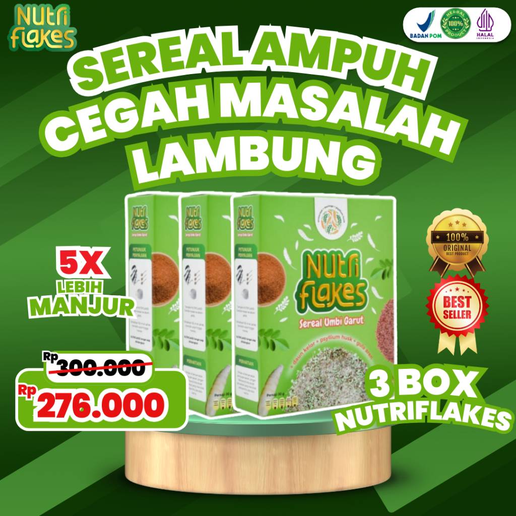 

Paket 3 Box Nutriflakes Original - Sereal Umbi Garut Bantu Cegah Permasalahan Lambung Maag Kronis
