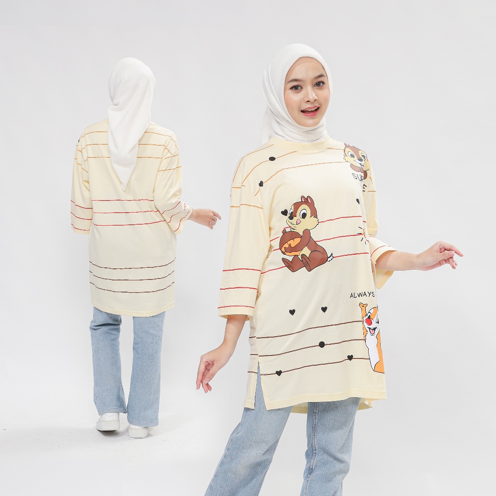 SURVIVE | Oversize kaos tunik wanita Tupai cream