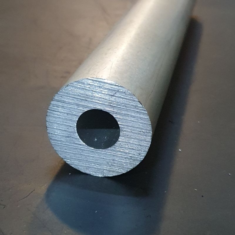 Pipa Alumunium / Aluminium 6063 OD 43 .7 mm x ID 18 mm Tebal 12.85 mm Harga panjang per 10 cm • 15 c