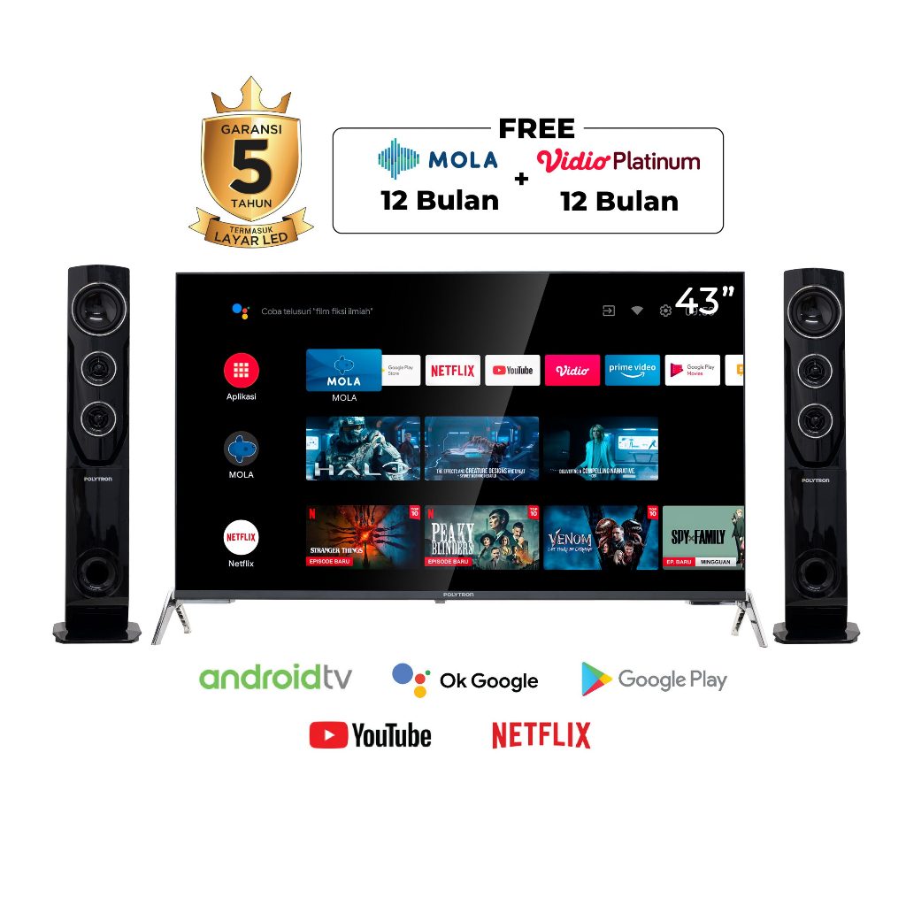 POLYTRON Smart Cinemax Android TV 43 Inch PLD-43TAG9959