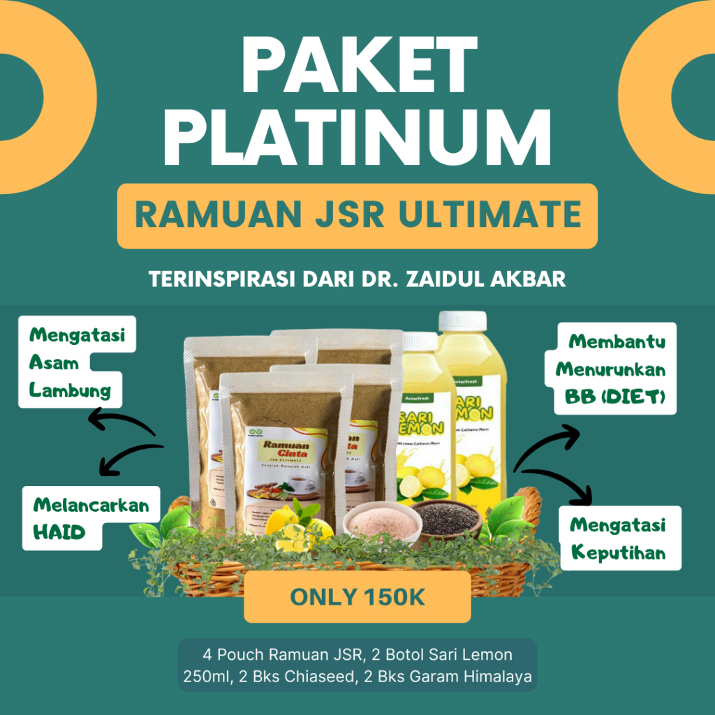 

[PAKET PLATINUM] Ramuan JSR Ultimate - Resep By Dr. Zaidul Akbar - Bagus Untuk Diet dan Mengatasi Asam Lambung