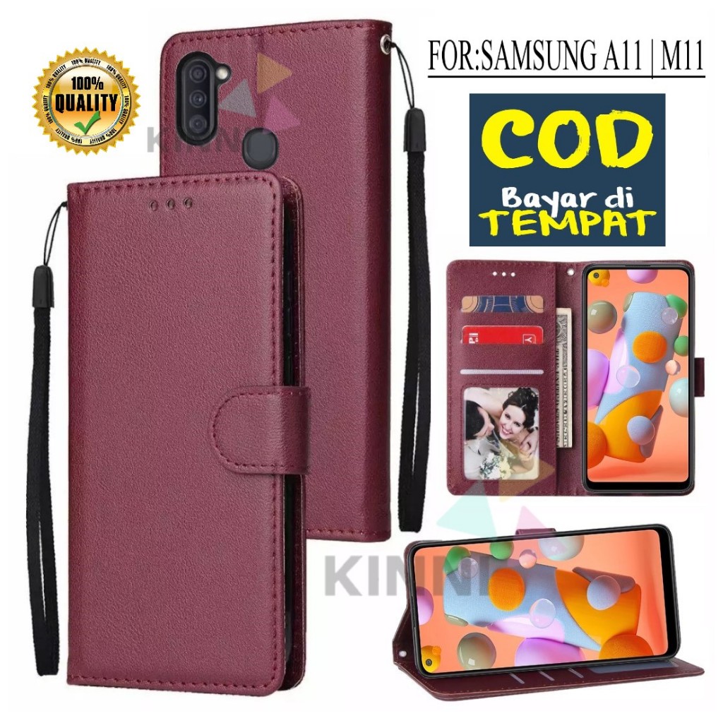 Leather Flip Cover SAMSUNG GALAXY A11|SAMSUNG GALAXY M11 - Wallet Case Kulit - Casing Dompet Case Wa