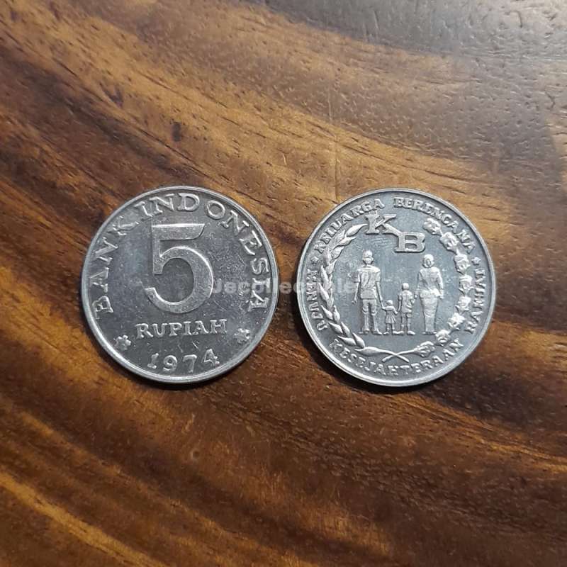 Uang Kuno Koin 5 Rupiah 1974 KB Besar